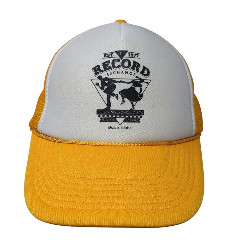 Est. 1997 The Record Exchange Trucker Hat Yellow One Size Mesh Back Rope Nissun